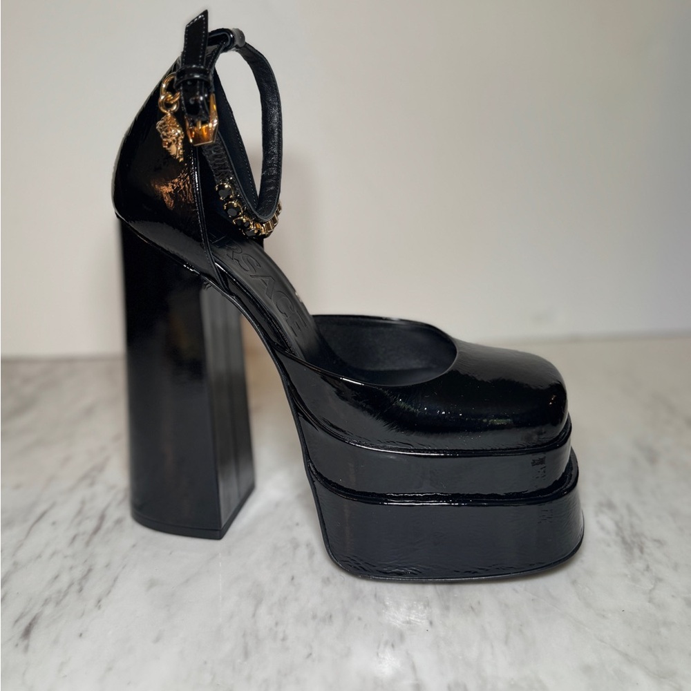 Versace Black Platform Heels